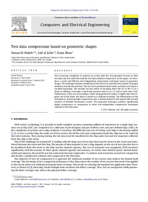 Test data compression based on geometric shapes 